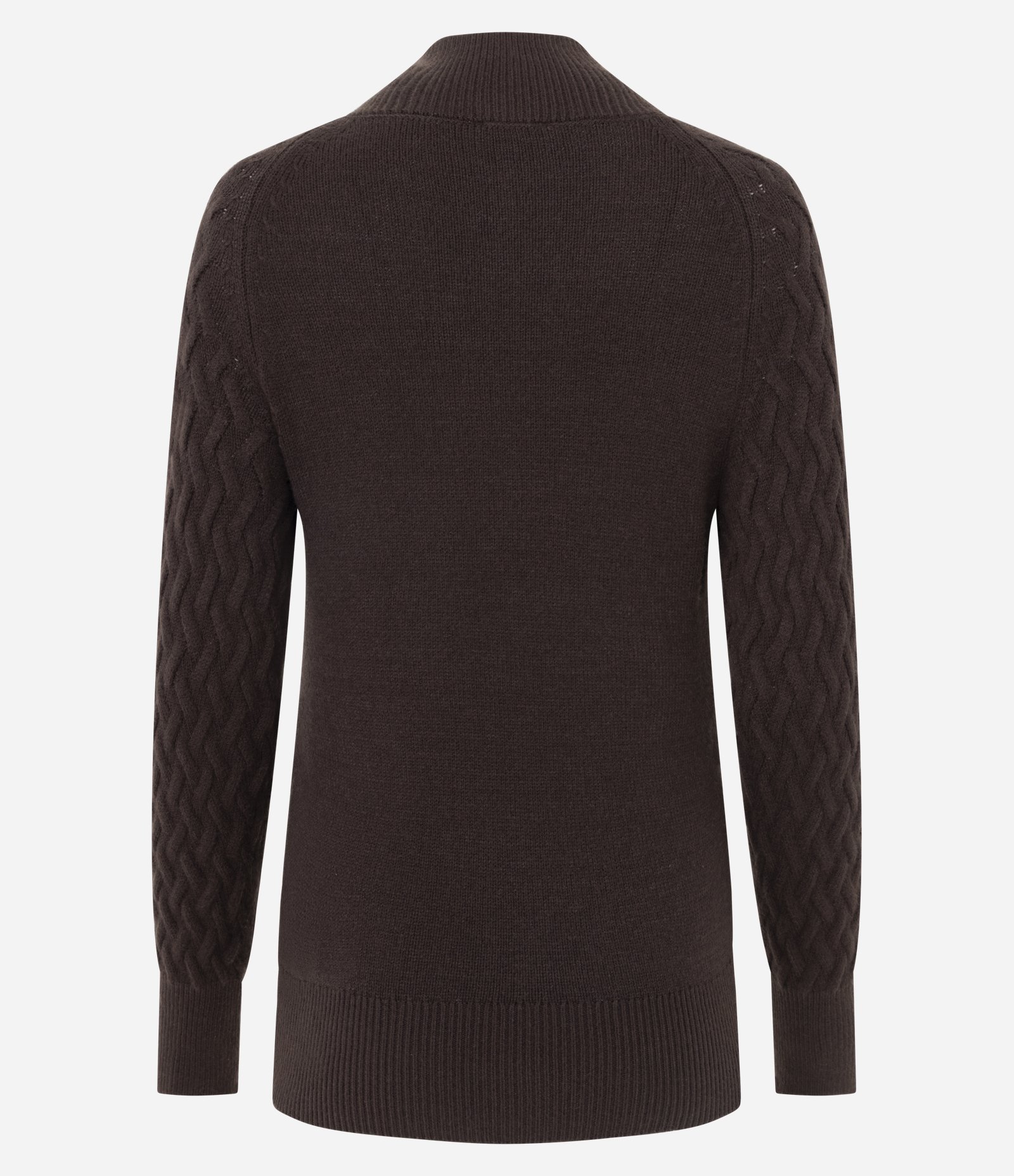 Suéter em Tricô com Textura Zig Zag Marrom 7