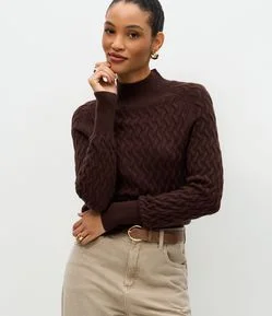 Suéter em Tricô com Textura Zig Zag