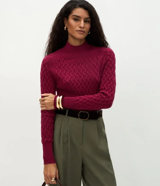Suéter em Tricô com Textura Zig Zag