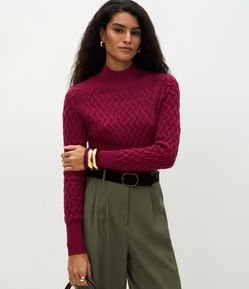Suéter em Tricô com Textura Zig Zag