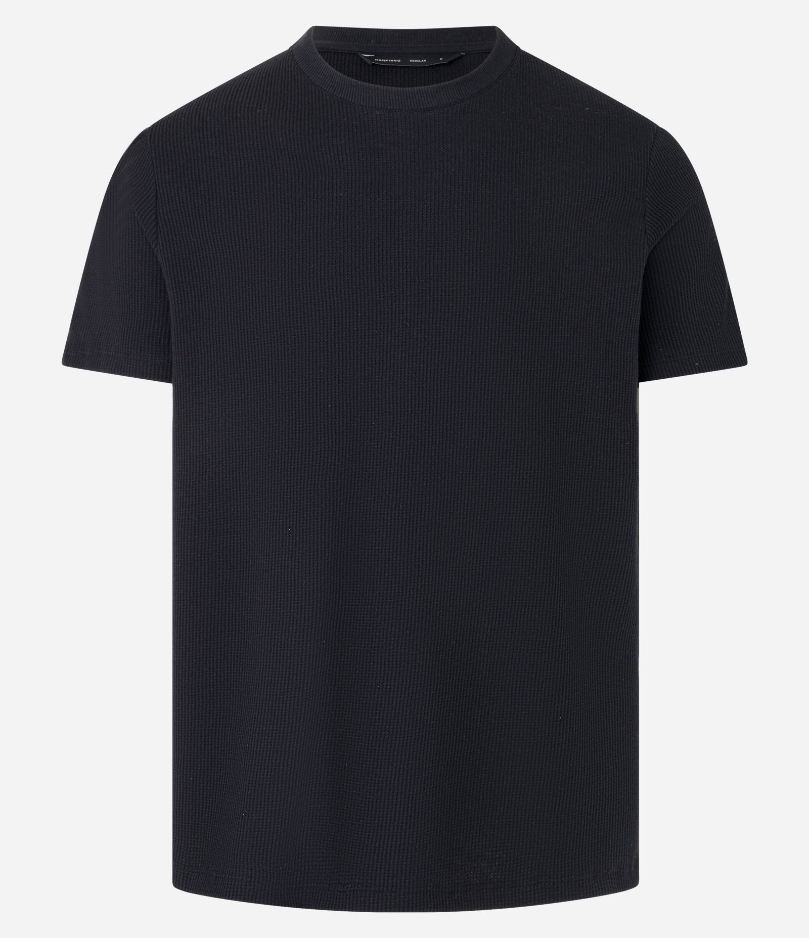 Camiseta Regular em Algodão com Textura Waffle Preto 7