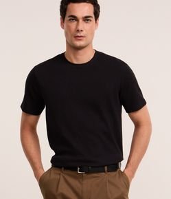 Camiseta Regular em Algodão com Textura Waffle