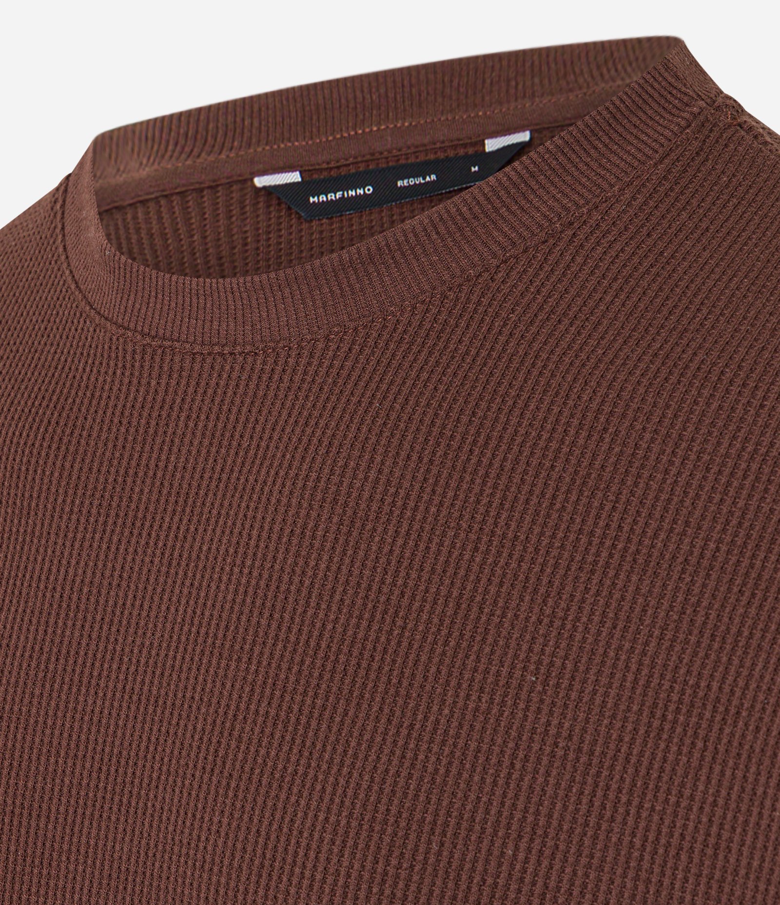 Camiseta Regular em Algodão com Textura Waffle Marrom 6