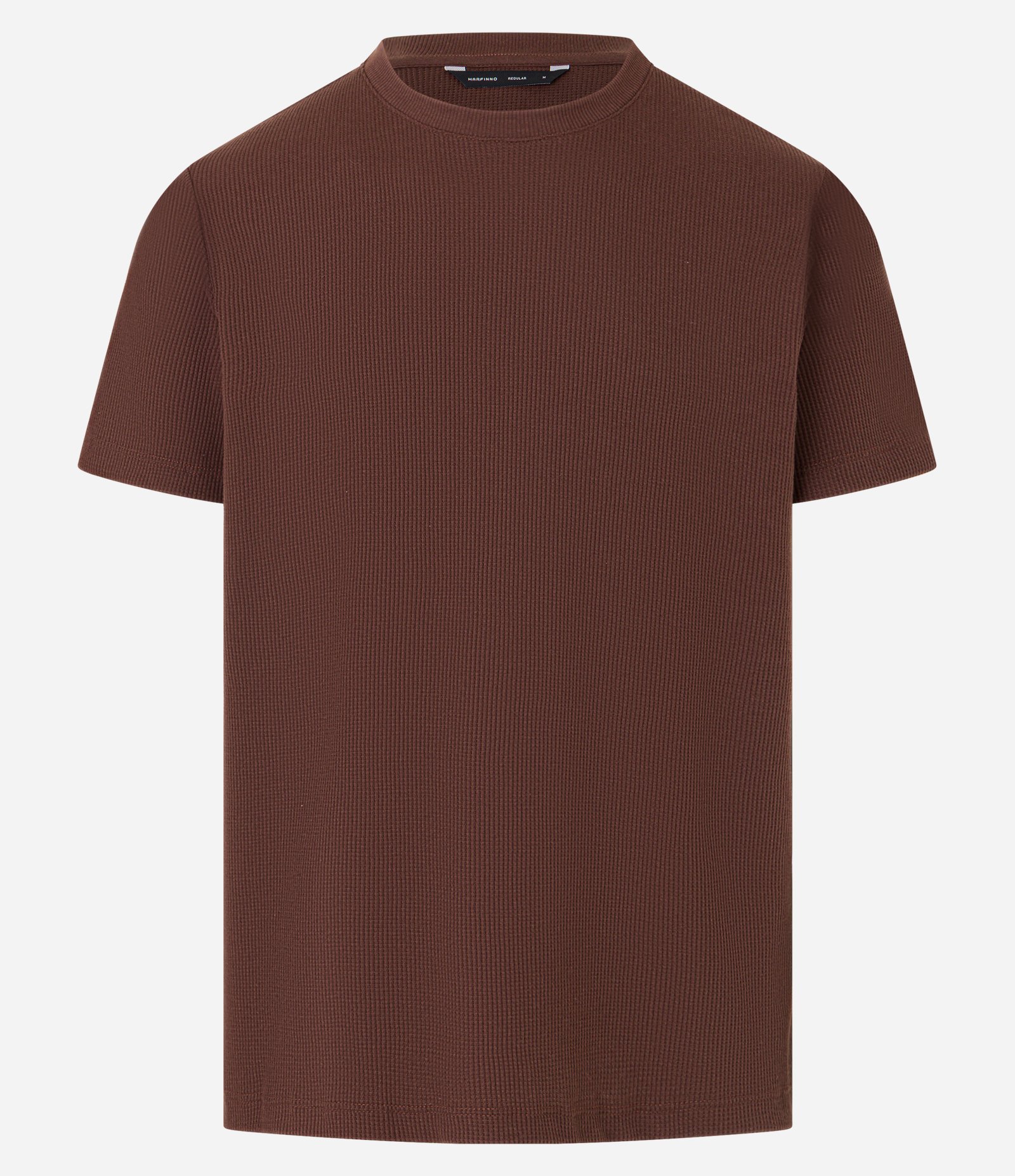 Camiseta Regular em Algodão com Textura Waffle Marrom 7