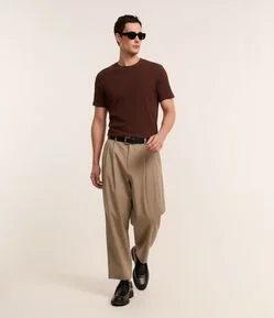 Camiseta Regular em Algodão com Textura Waffle