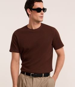 Camiseta Regular em Algodão com Textura Waffle