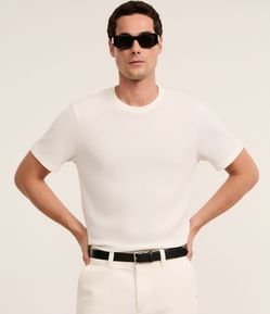 Camiseta Regular em Algodão com Textura Waffle