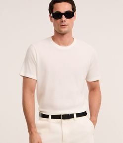 Camiseta Regular em Algodão com Textura Waffle