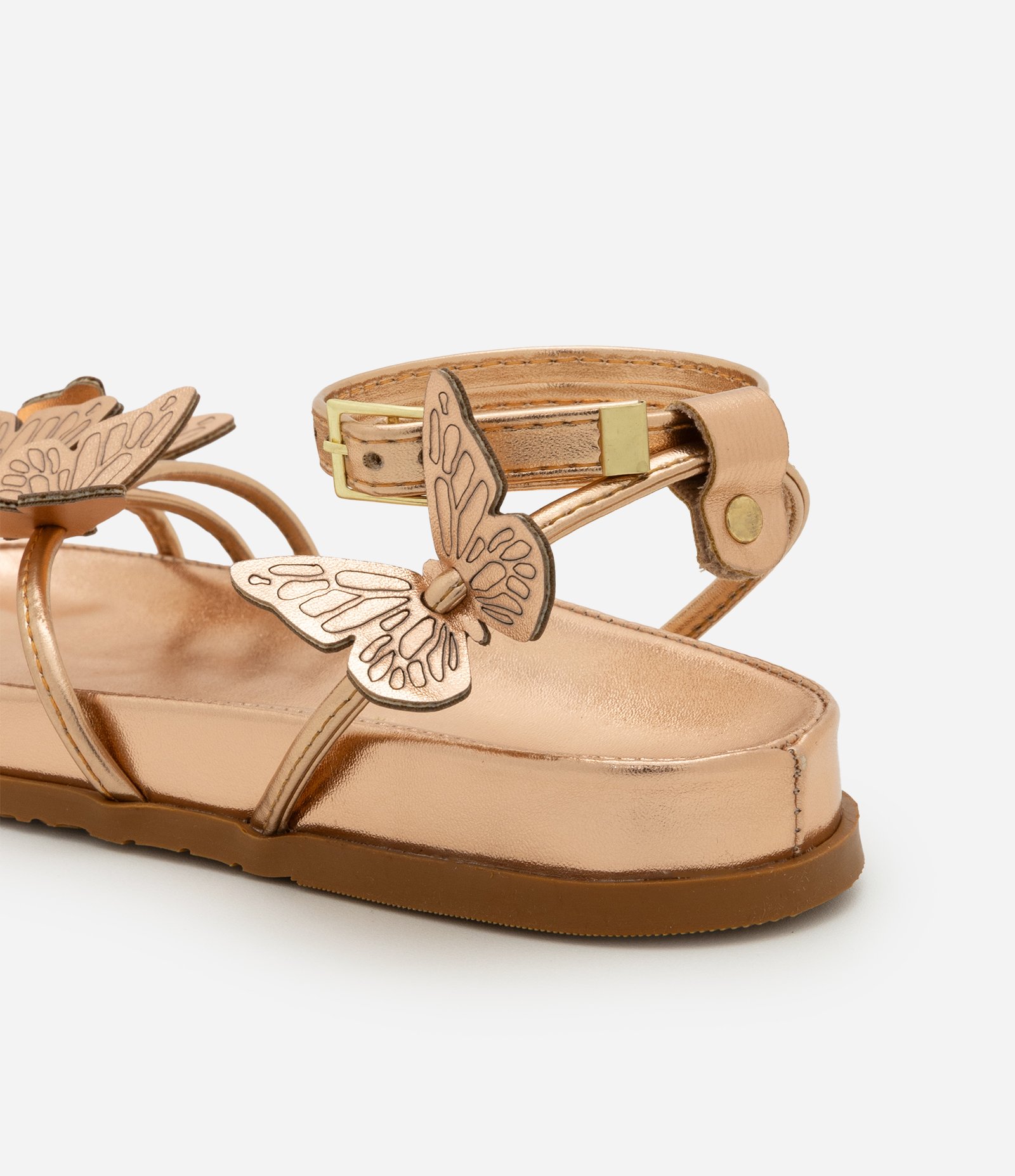 Sandália Infantil Metalizada com Borboletas Aplicadas - Tam 28 ao 33 Marrom 2