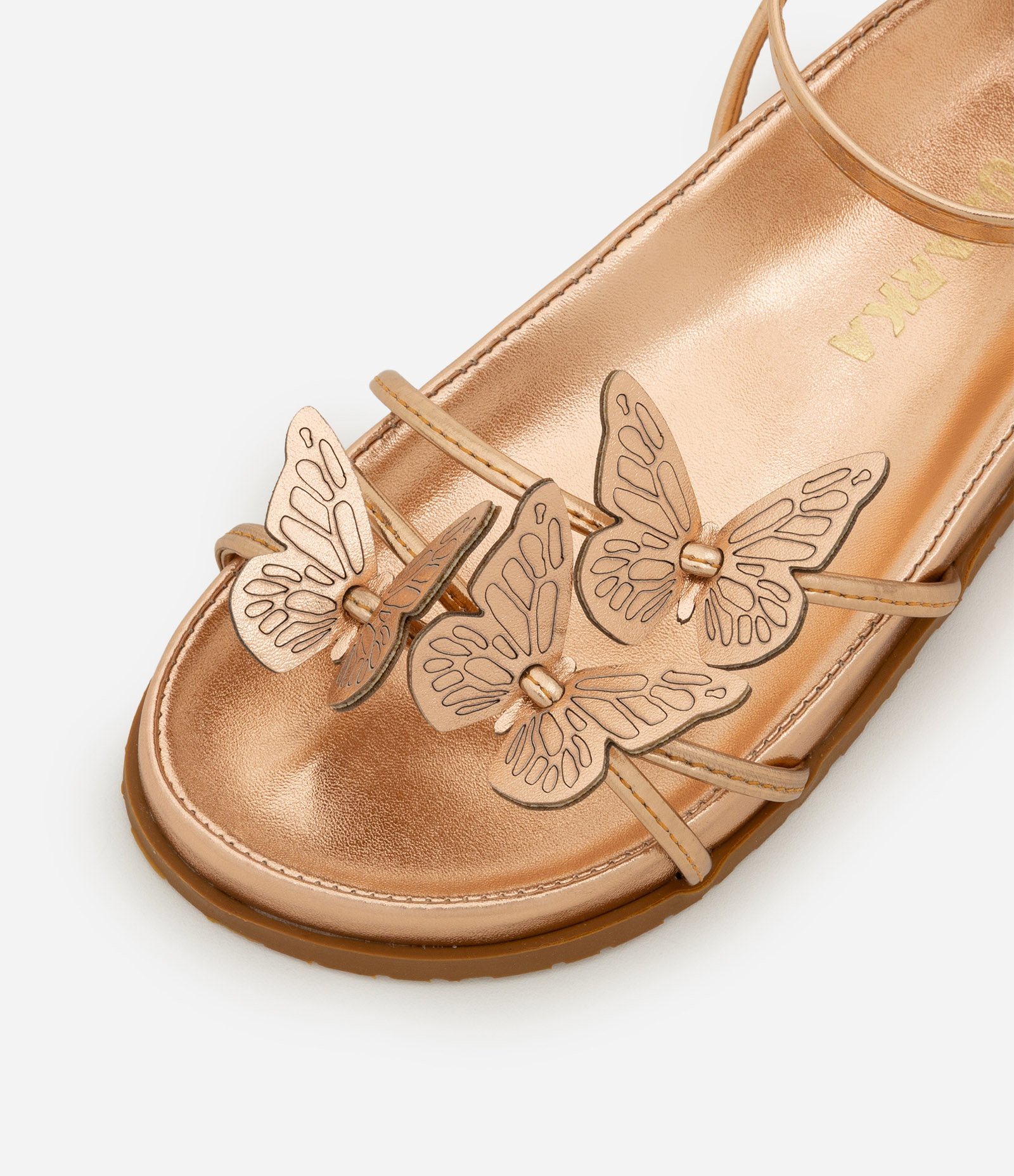 Sandália Infantil Metalizada com Borboletas Aplicadas - Tam 28 ao 33 Marrom 3