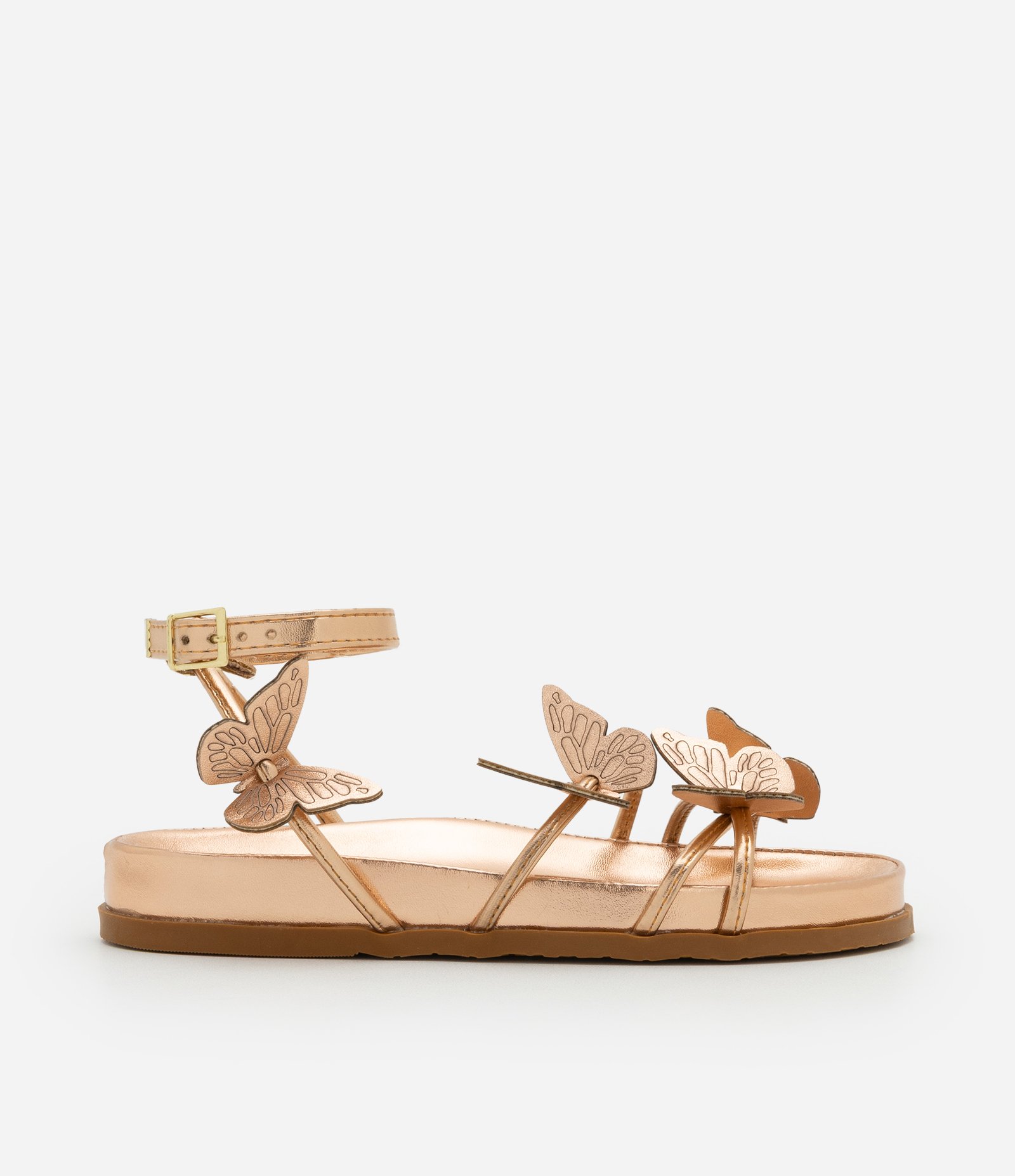 Sandália Infantil Metalizada com Borboletas Aplicadas - Tam 28 ao 33 Marrom 4