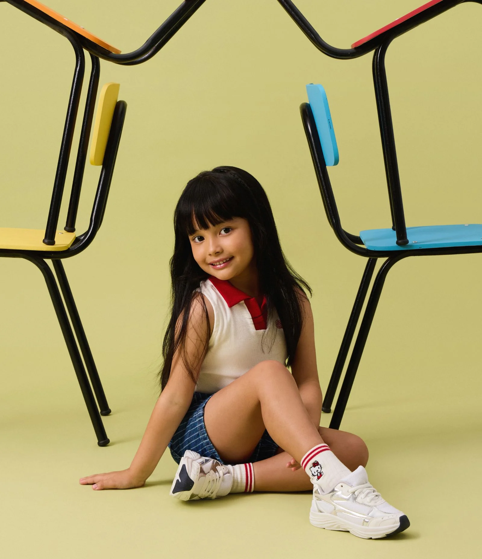 Regata Infantil em Ribana com Gola Polo Hello Kitty  - Tam 1 a 14 Anos Branco 2