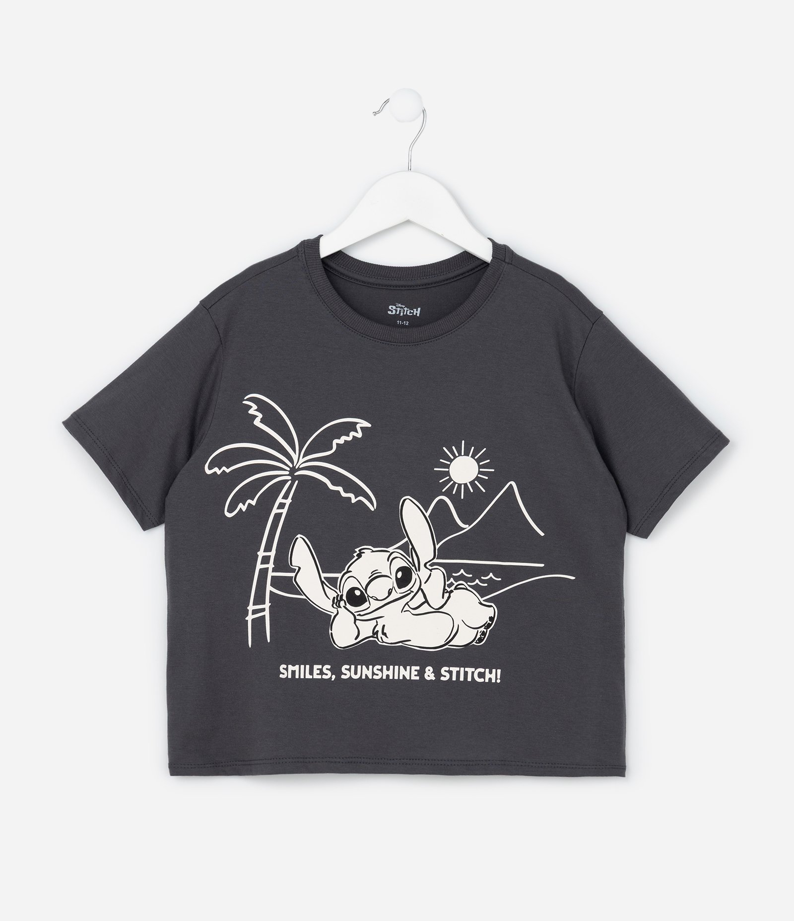 Camiseta Comfort Infantil Stitch Praiano  - Tam 5 a 14 Anos Cinza 1