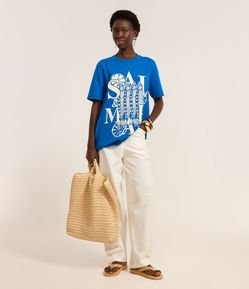 Calça Balloon em Sarja com Detalhes