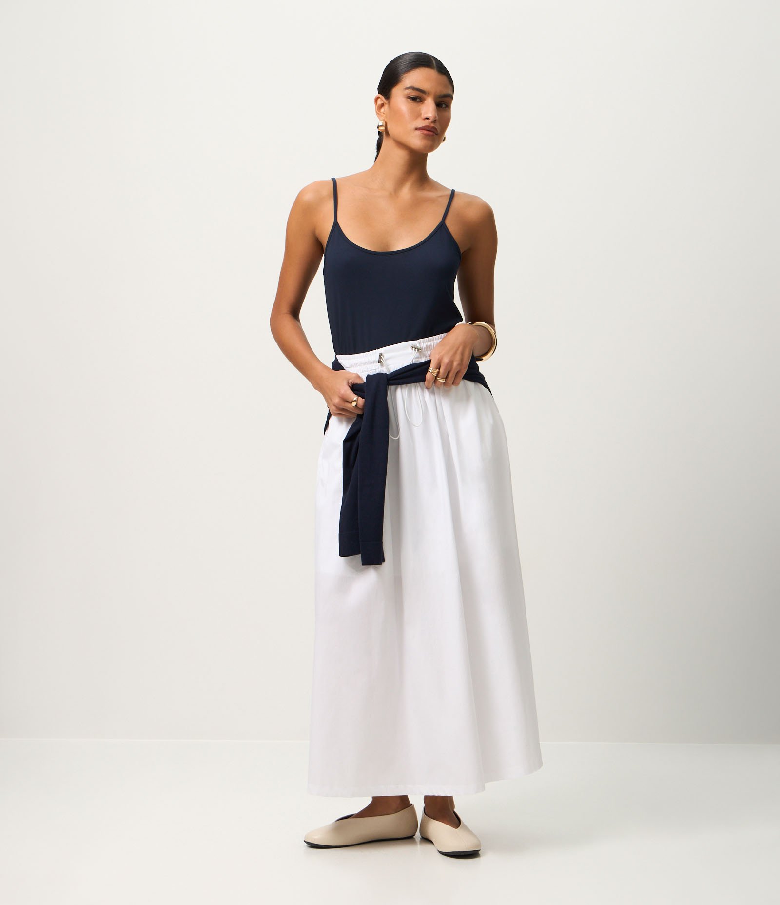 Blusa Básica de Alcinha em Algodão Peruano Azul Marinho 3