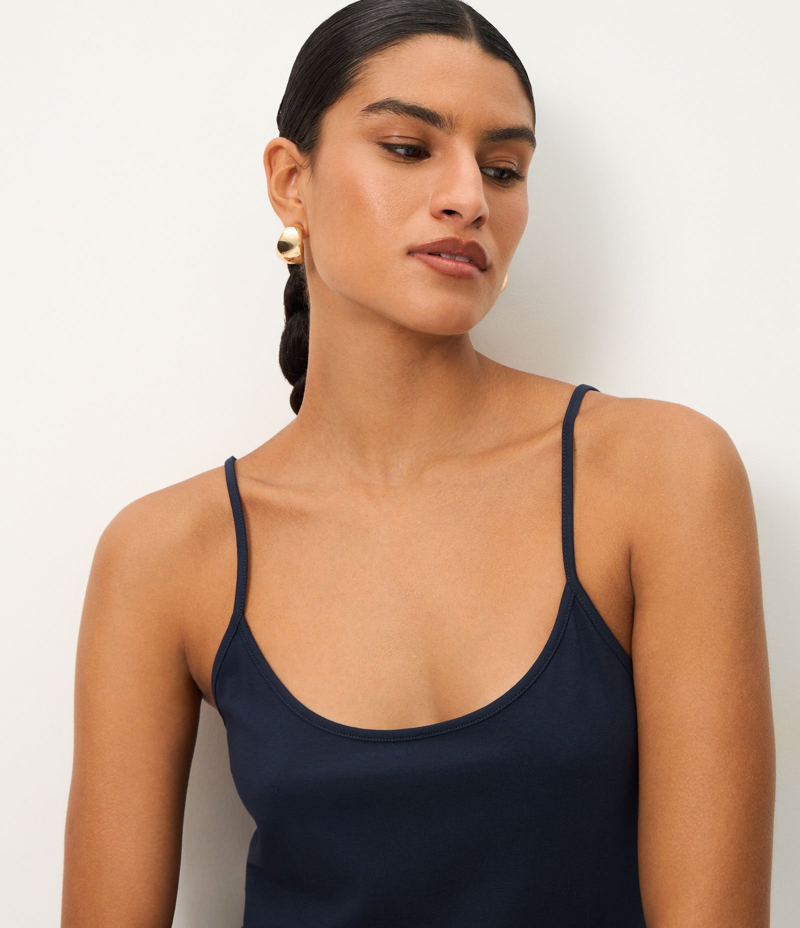 Blusa Básica de Alcinha em Algodão Peruano Azul Marinho 4