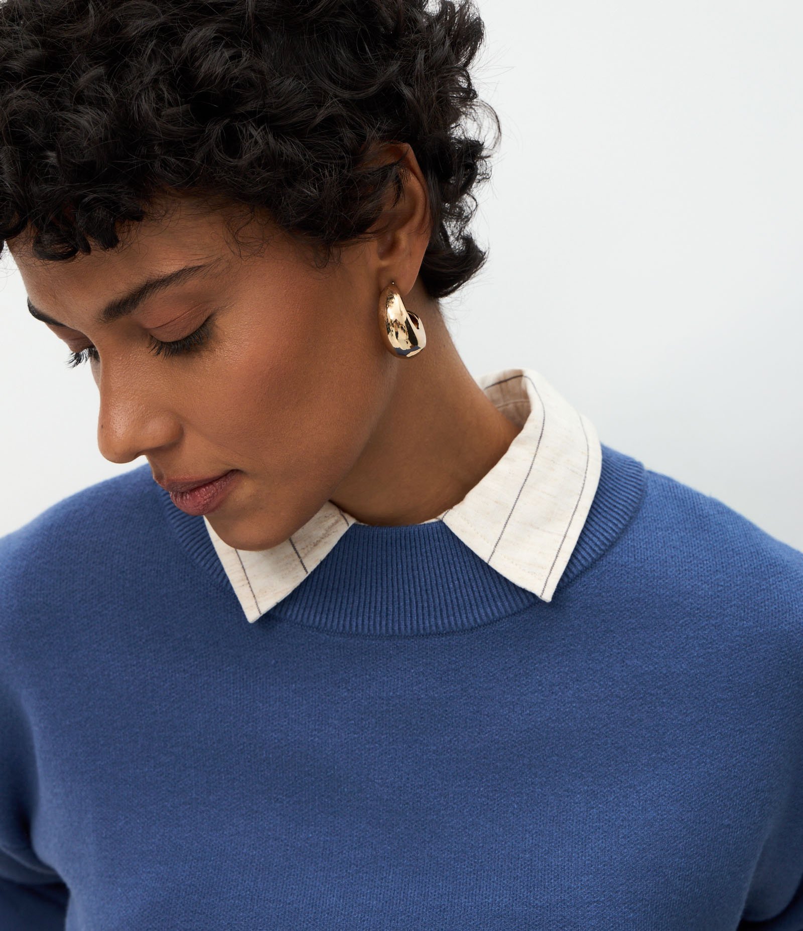 Suéter em Tricô com Punho Ajustado Azul 3