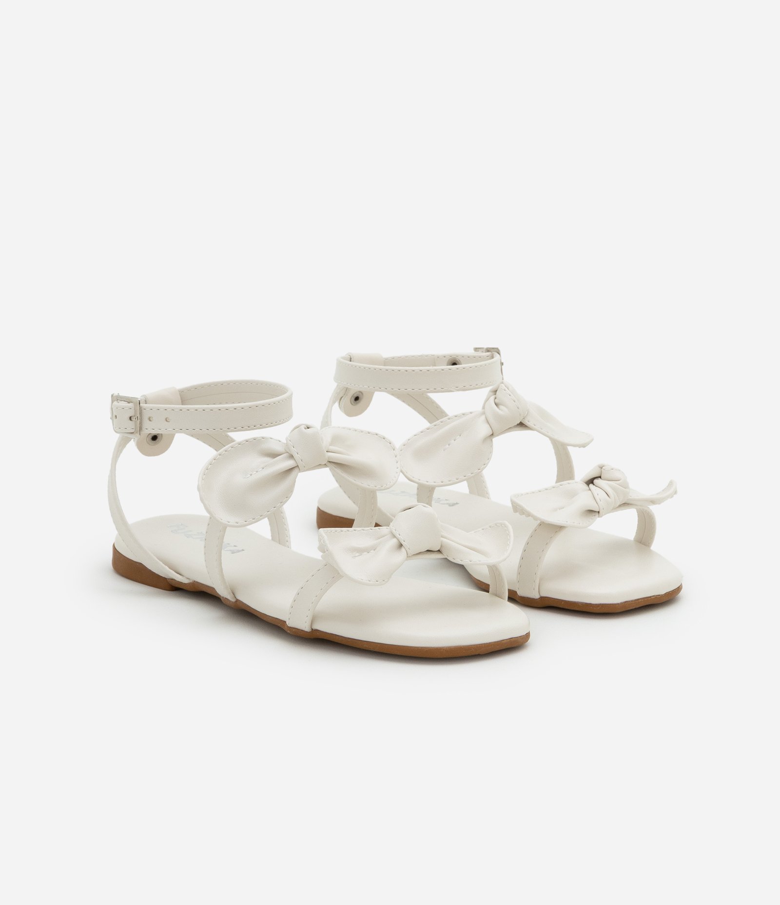 Sandália Infantil com Tiras e Laços - Tam 28 ao 33 Off White 1