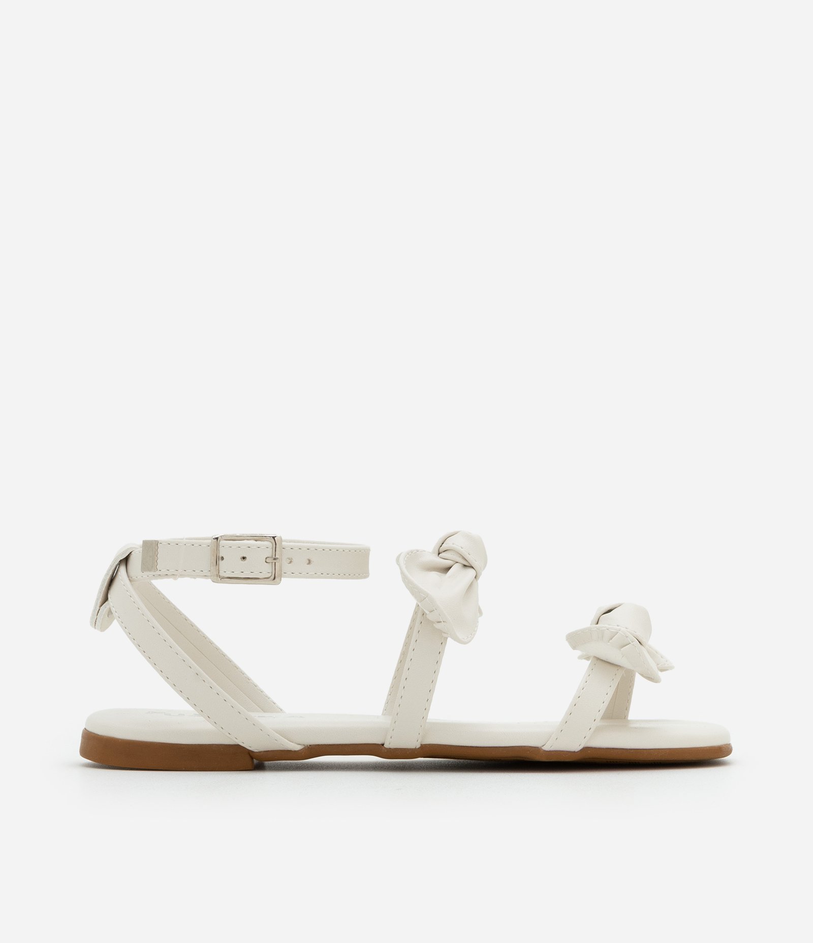 Sandália Infantil com Tiras e Laços - Tam 28 ao 33 Off White 5