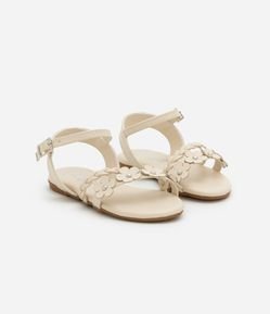Sandália Infantil em PU com Florzinhas Aplicadas - Tam 20 ao 24