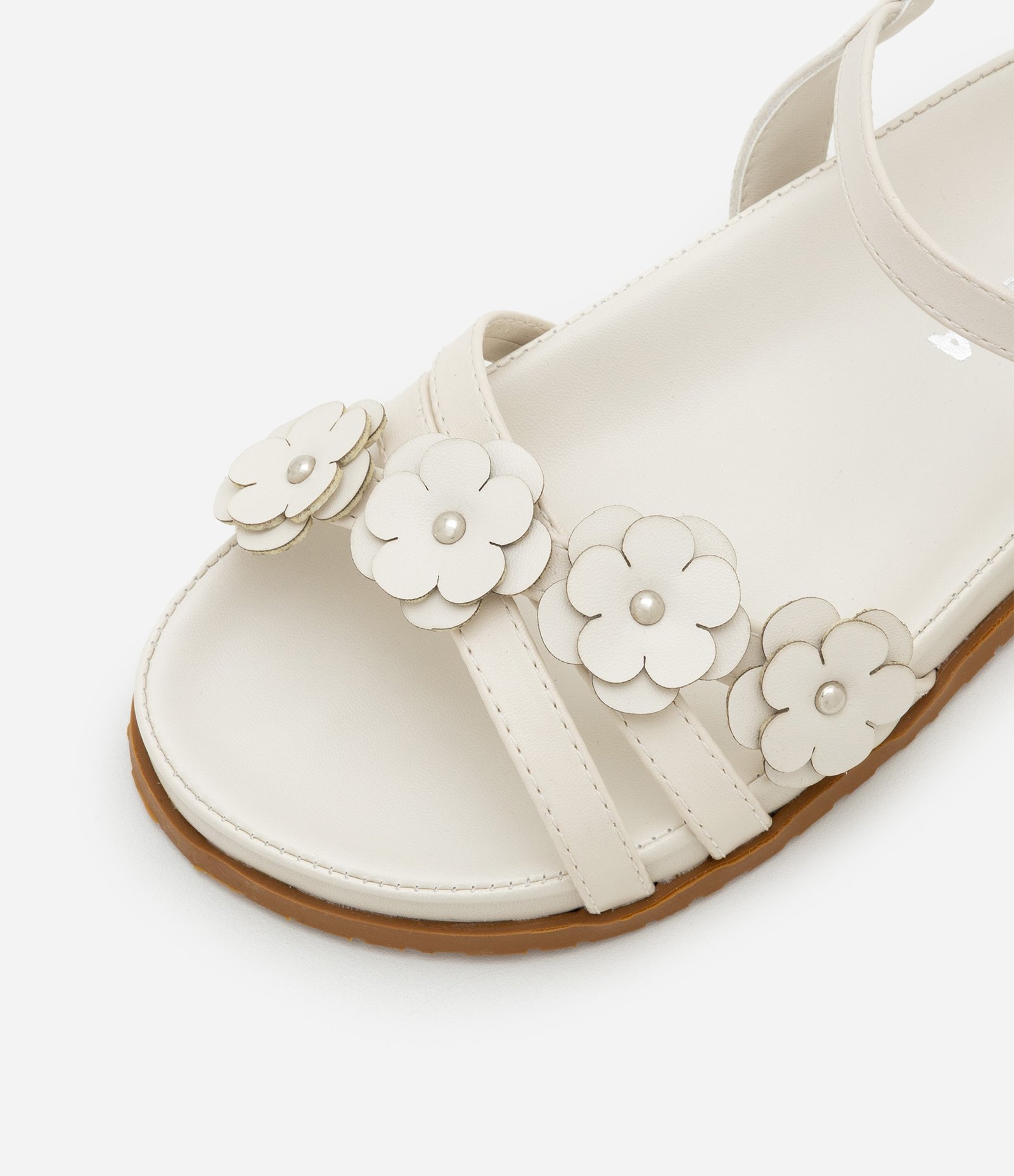 Sandália Infantil com Tiras e Florzinhas - Tam 28 ao 33 Off White 3
