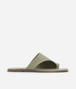 Sandália Rasteirinha Mule em Couro com Cabedal Largo