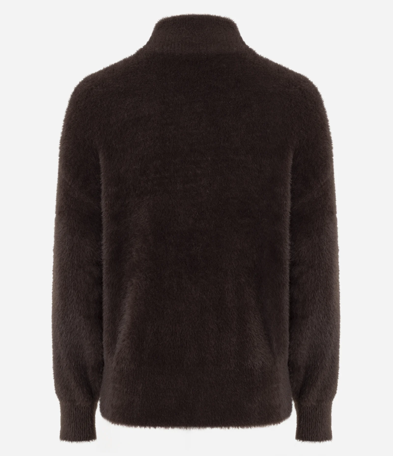 Suéter em Poliamida Peluciada com Gola Alta Café 3