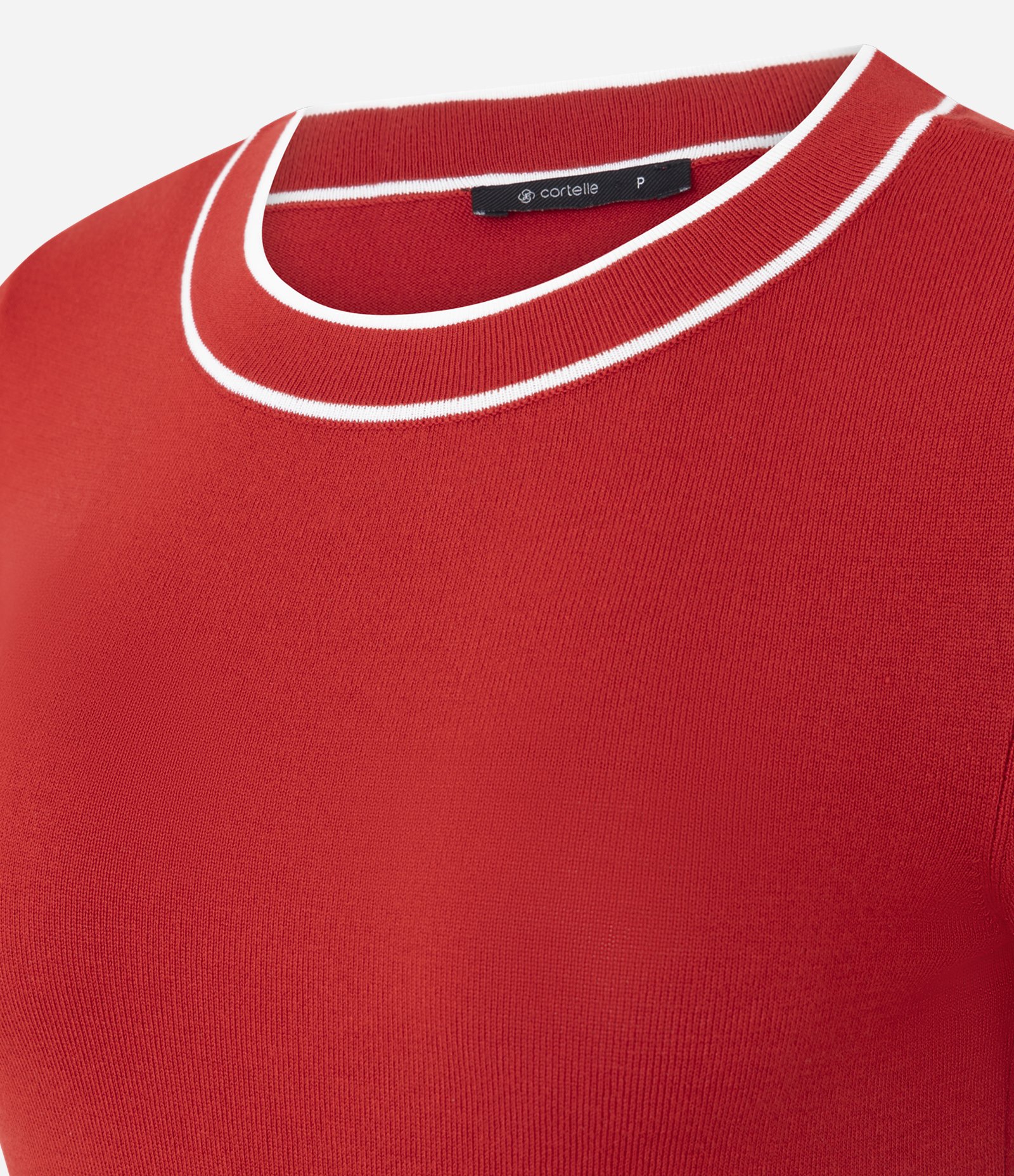 Blusa Regular em Tricô com Viés Contrastantes Vermelho 6