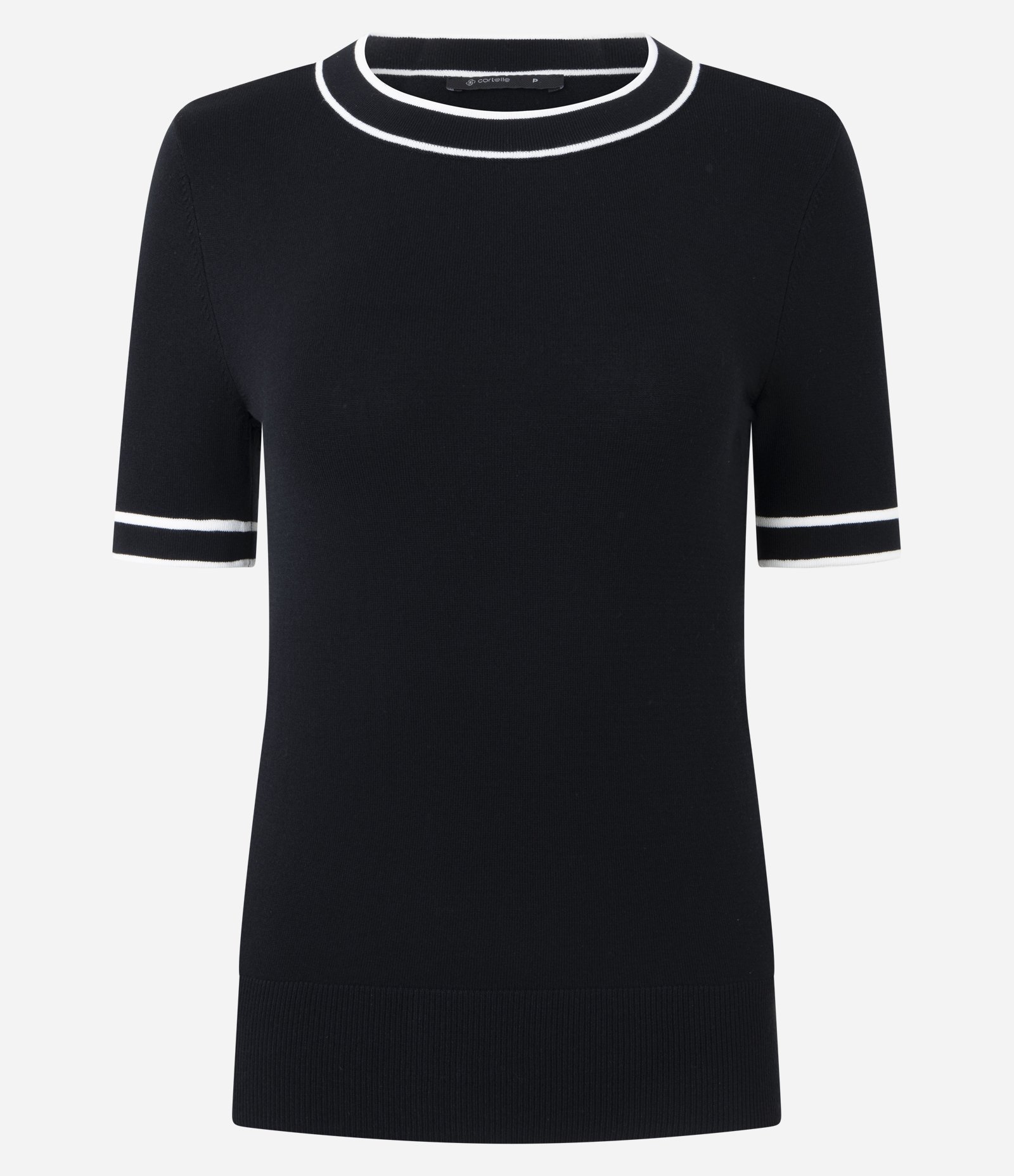 Blusa Regular em Tricô com Viés Contrastantes Preto 5