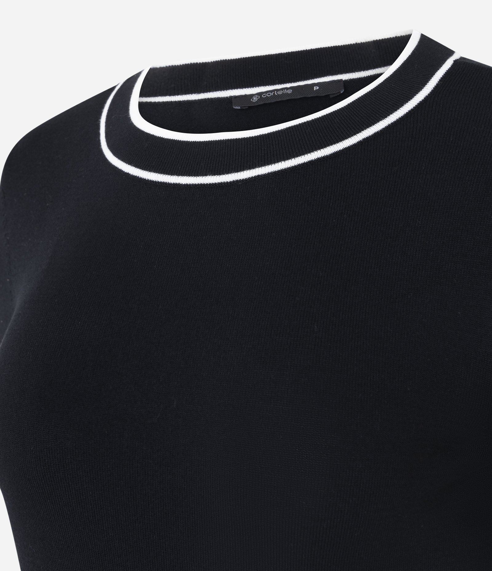 Blusa Regular em Tricô com Viés Contrastantes Preto 6