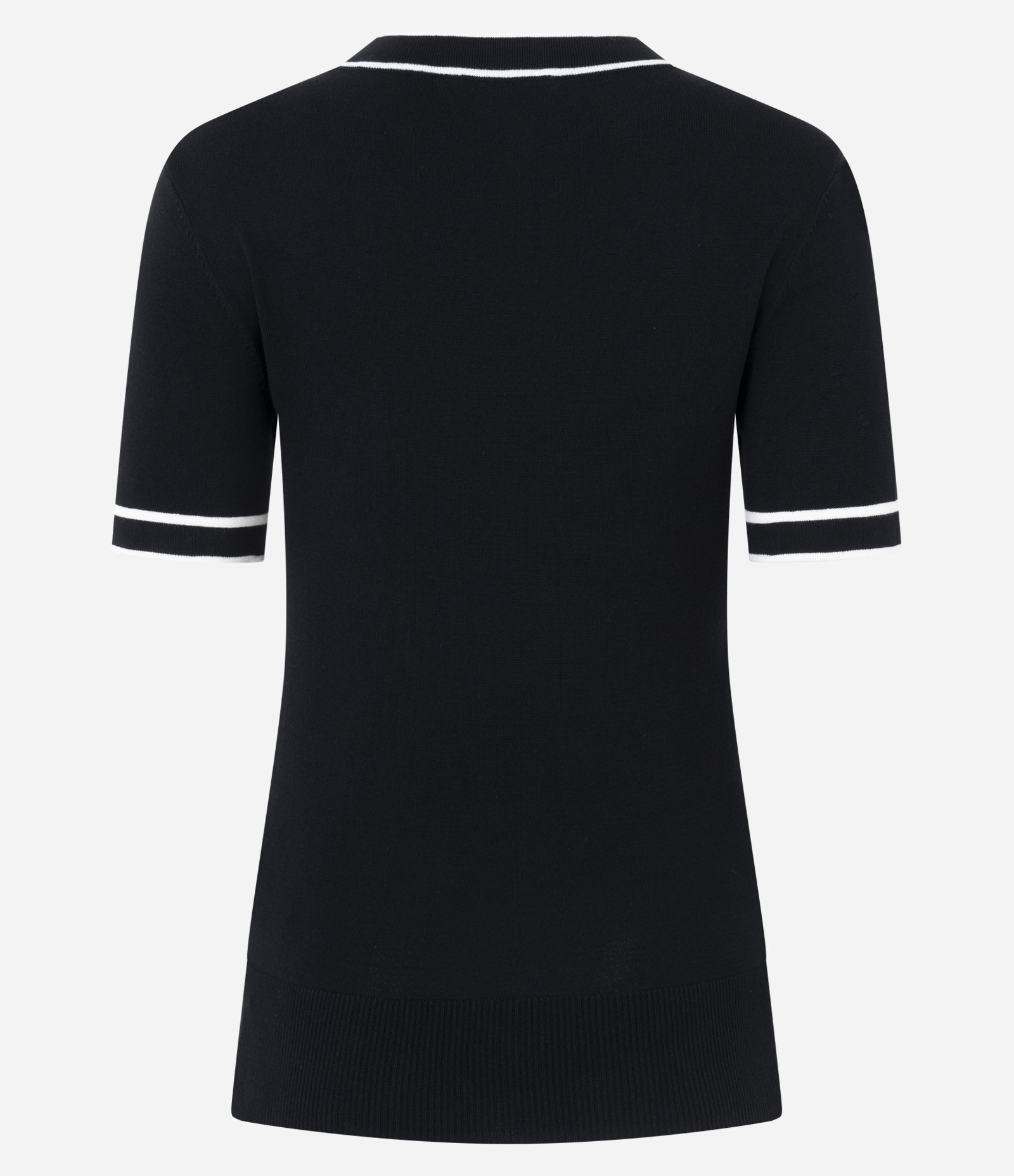 Blusa Regular em Tricô com Viés Contrastantes Preto 7