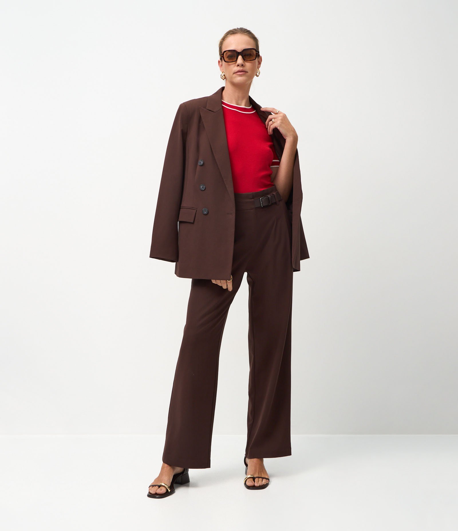 Blusa Regular em Tricô com Viés Contrastantes Vermelho 2