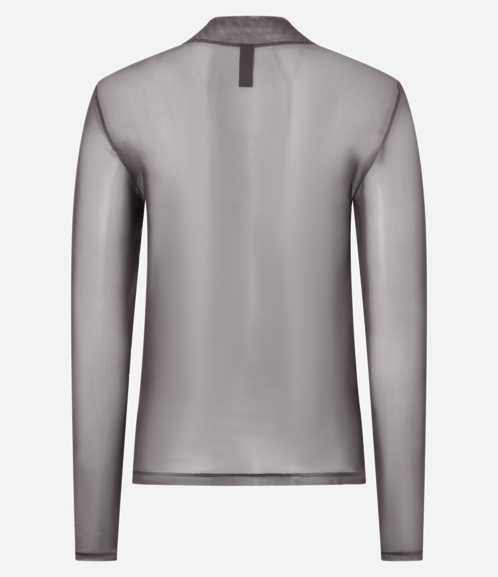 Blusa em Tule com Transparência e Gola Alta Marrom 6