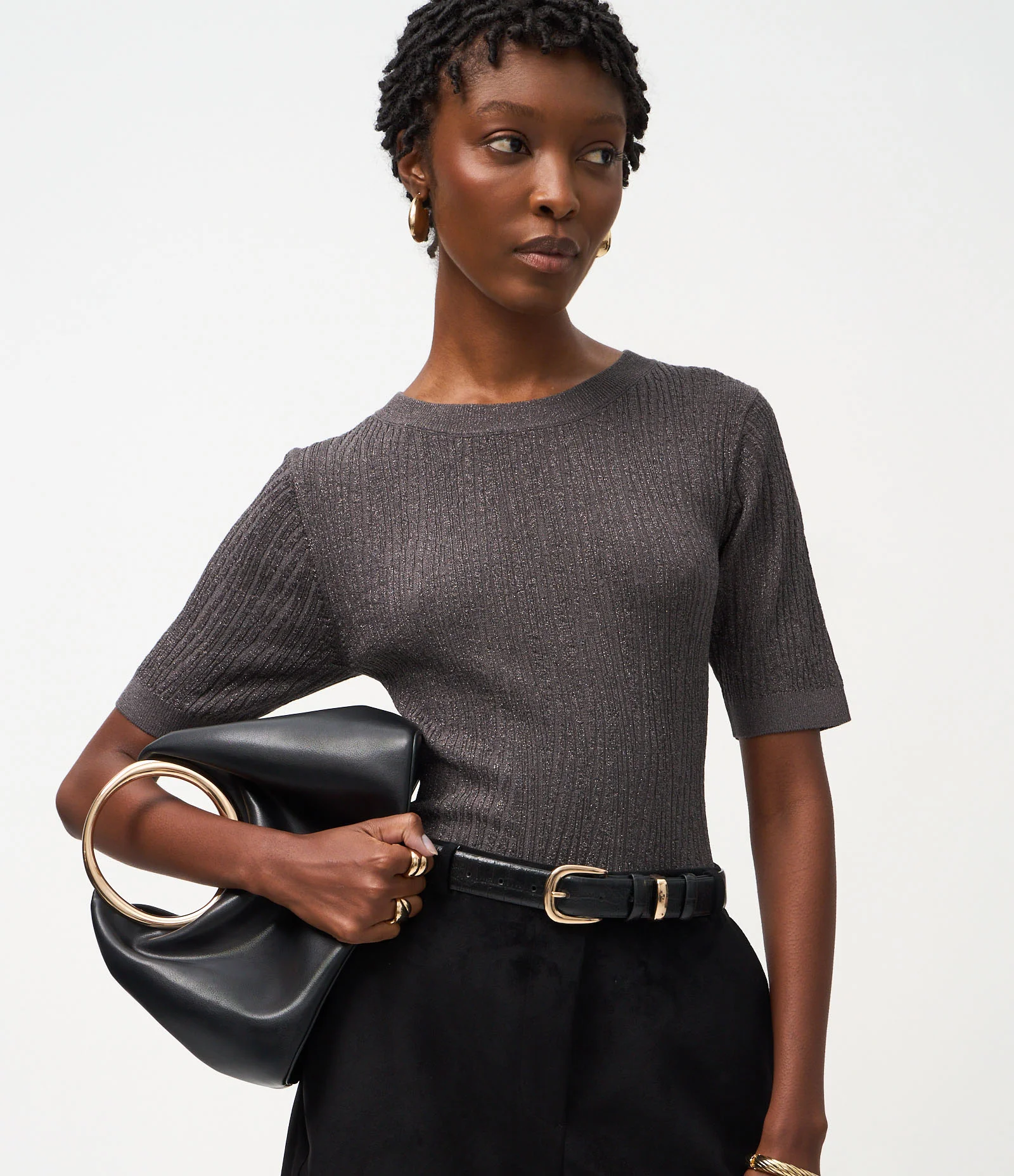 Blusa em Tricô com Ponto Diferenciado e Caimento Leve Cinza 2