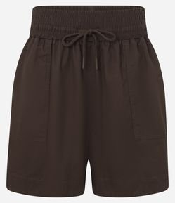 Short Runner em Sarja com Elástico e Amarração