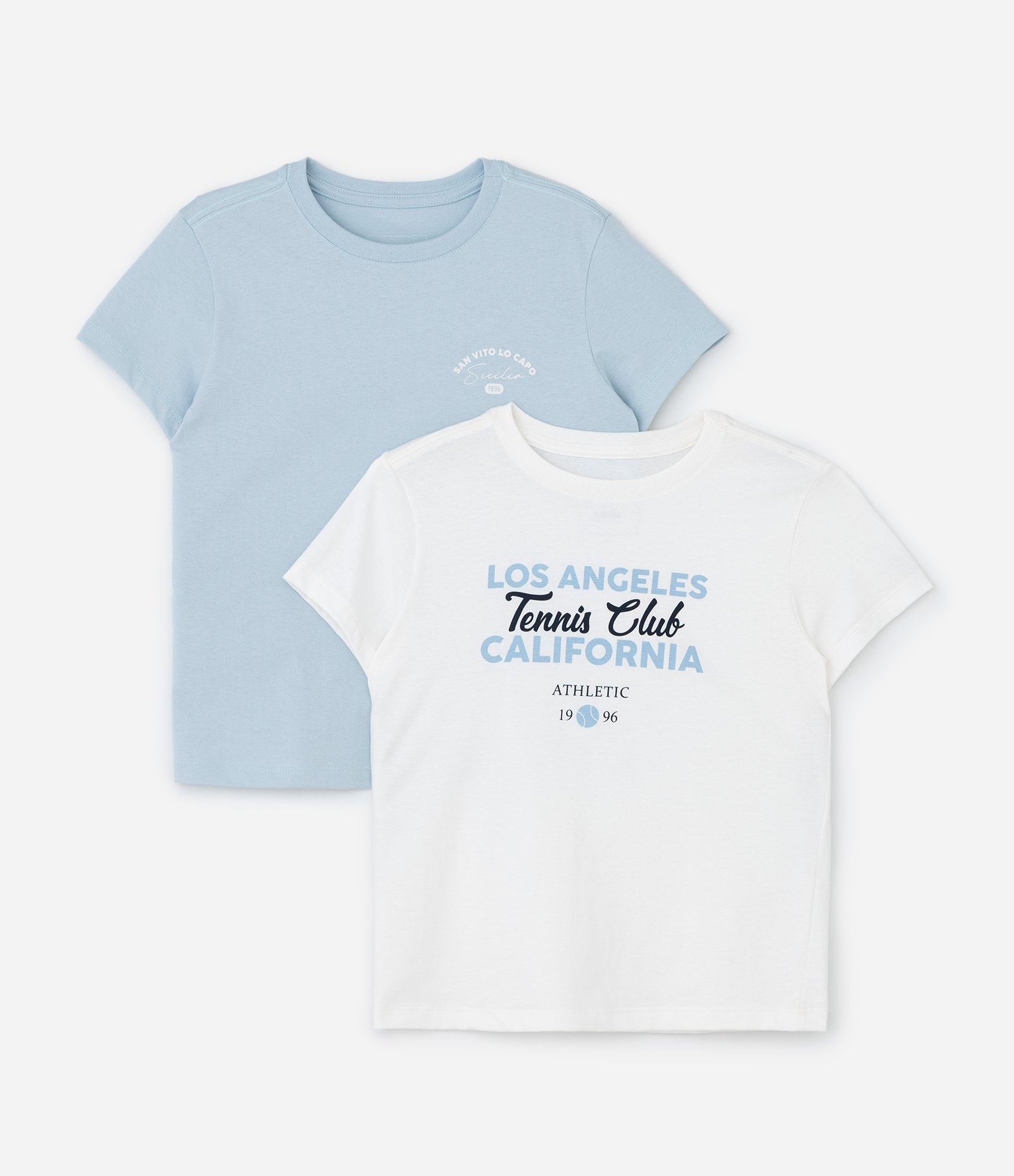 Kit 02 Blusas Infantis em Algodão com Estampa Lettering 1996 - Tam 5 a 14 Anos Azul/Branco 1
