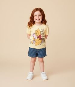 Camiseta Regular Infantil com Estampa Ursinho Pooh - Tam 1 a 6 Anos