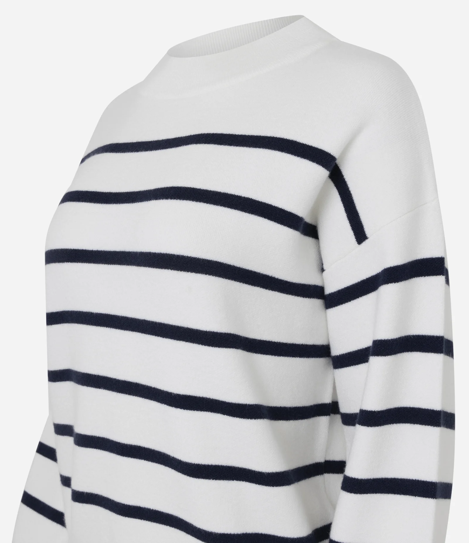 Suéter em Tricot com Estampa Listrada Azul/Branco 2