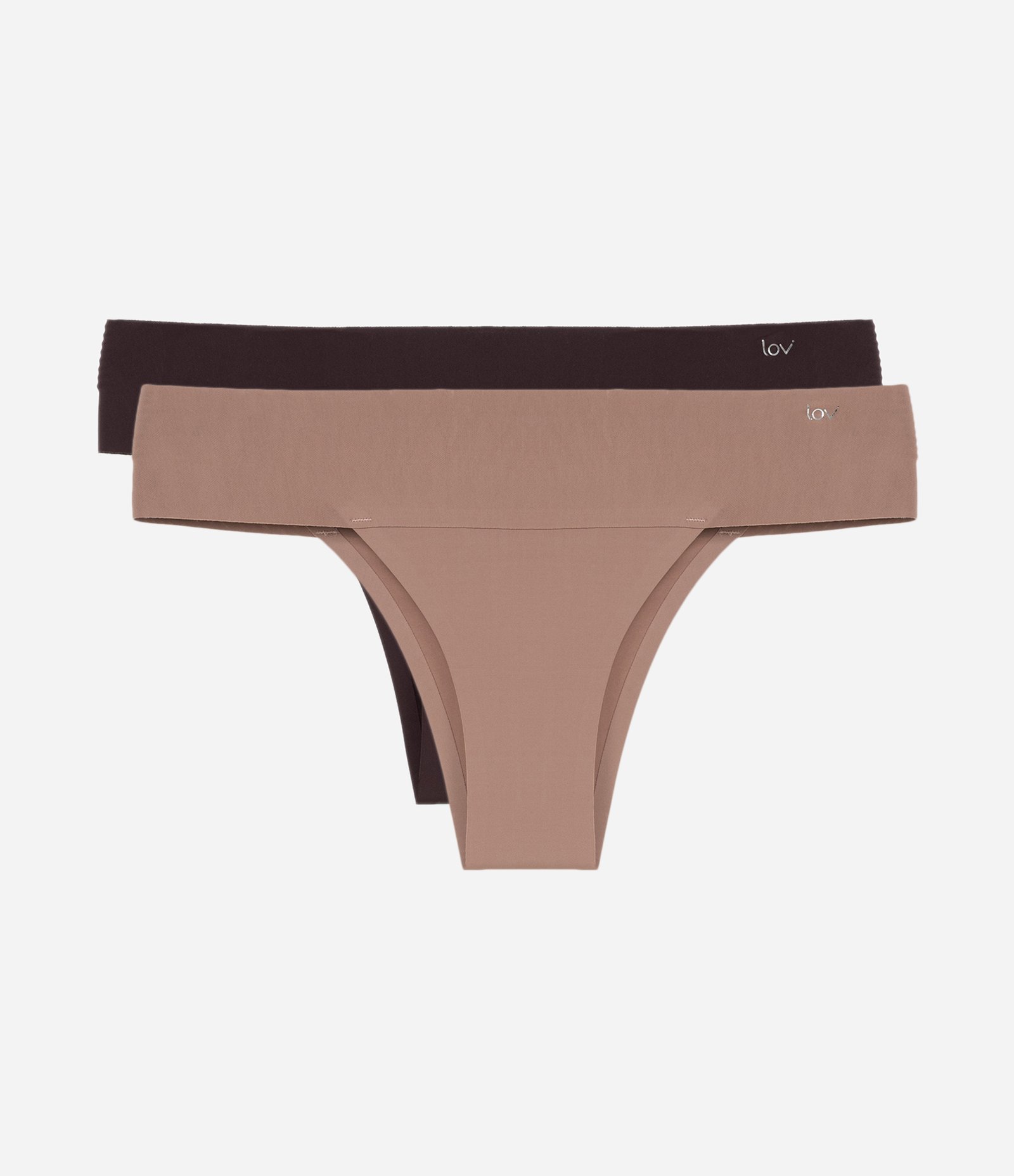 Kit 02 Calcinhas Biquíni em Microfibra com Pala Larga Marrom/Bege 1