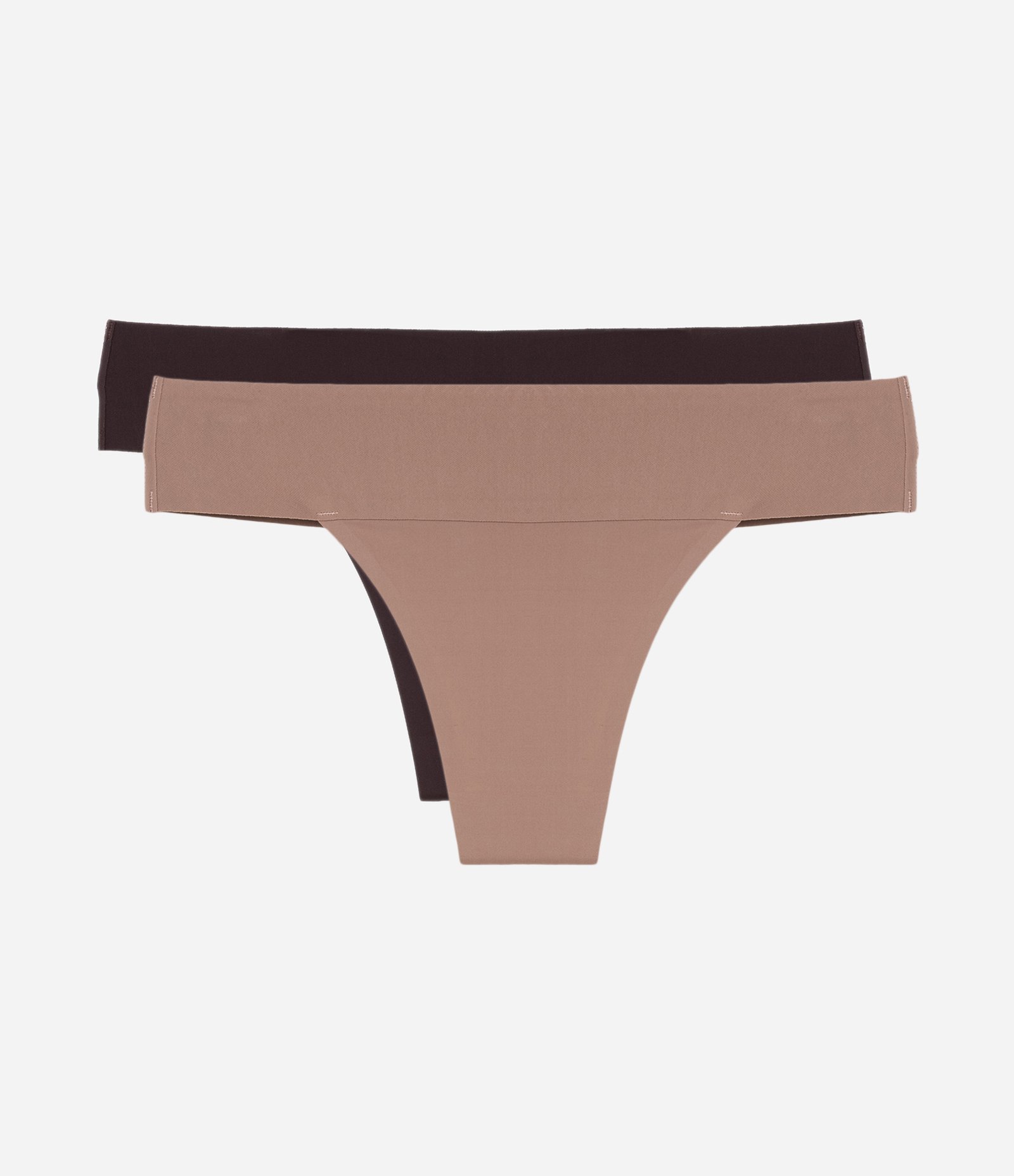 Kit 02 Calcinhas Biquíni em Microfibra com Pala Larga Marrom/Bege 2