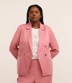 Blazer Alfaiataria Transpassado Rosa com 4 Botões Curve & Plus Size