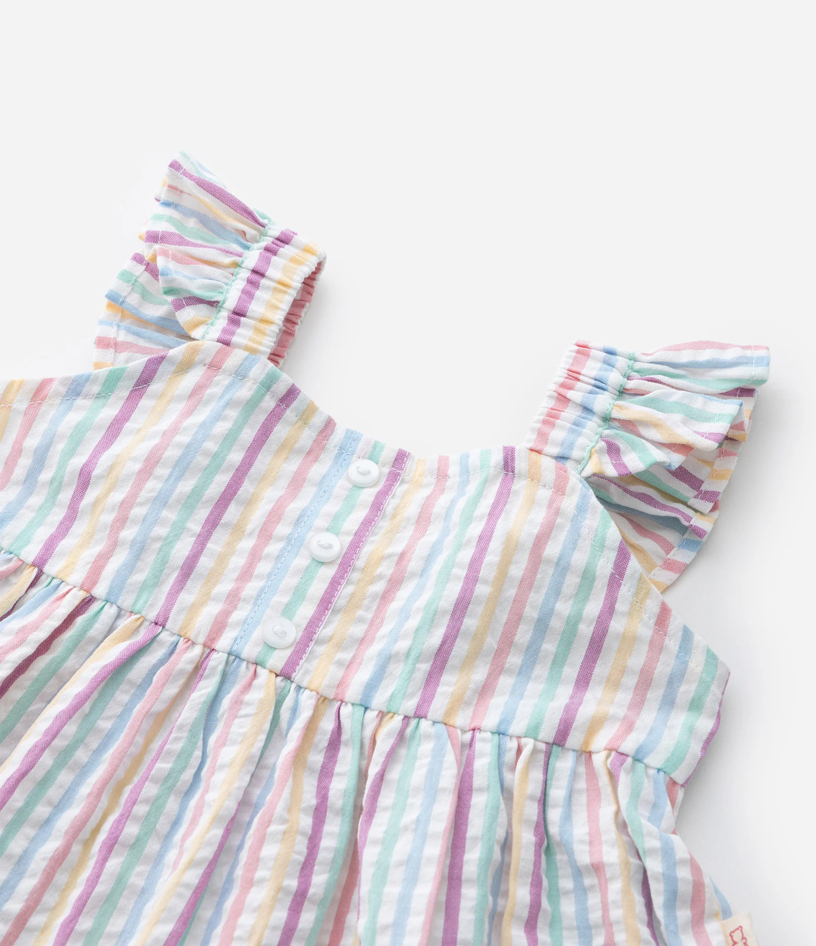 Vestido Infantil com Estampa de Listras com Calcinha e Faixa de Cabelo - Tam 3 a 18 meses Multicores 8