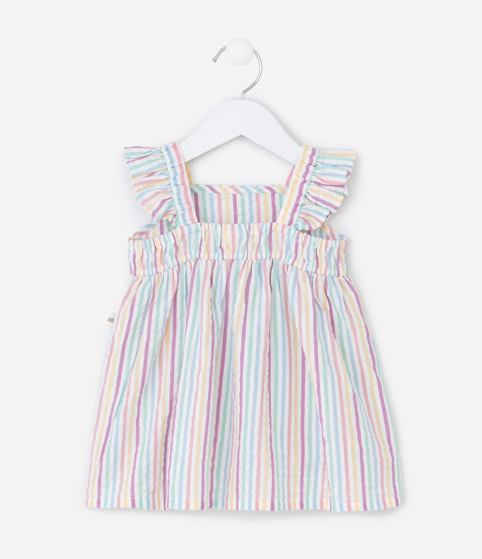 Vestido Infantil com Estampa de Listras com Calcinha e Faixa de Cabelo - Tam 3 a 18 meses Multicores 3