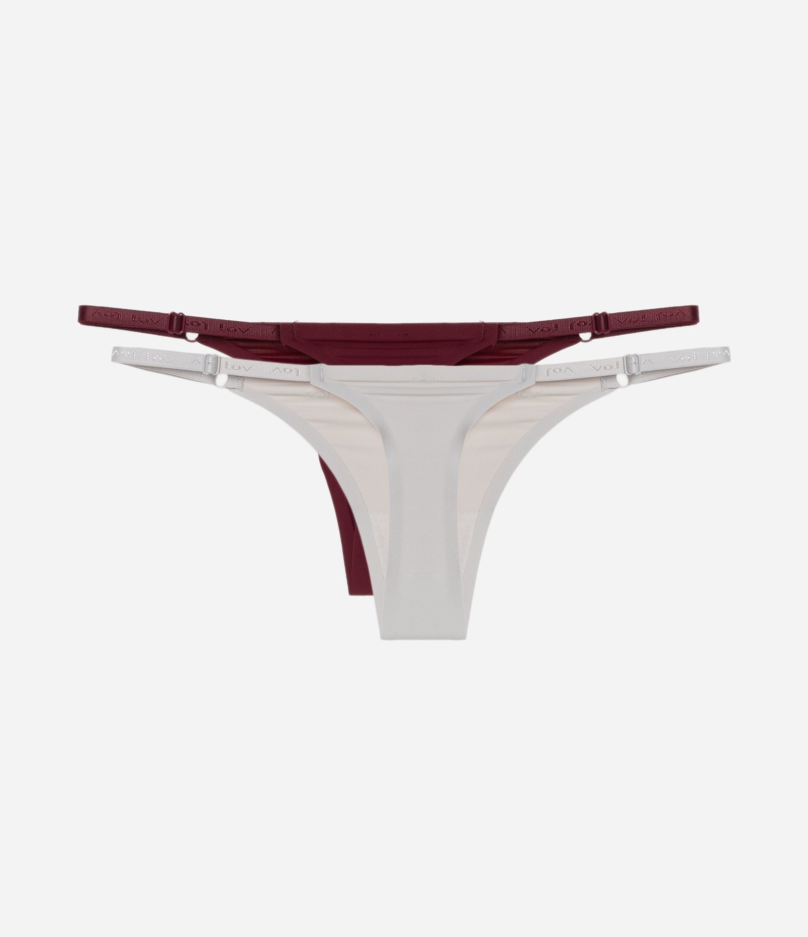 Kit 02 Calcinha String Fio em Microfibra com Lateral Regulável Bordô/Branco 2