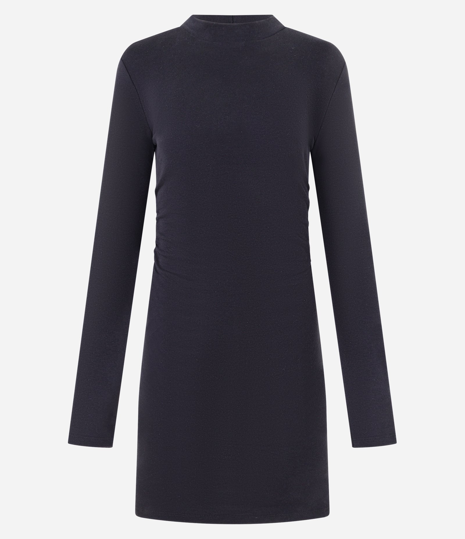 Vestido Curto em Suedine com Gola Alta Preto 4