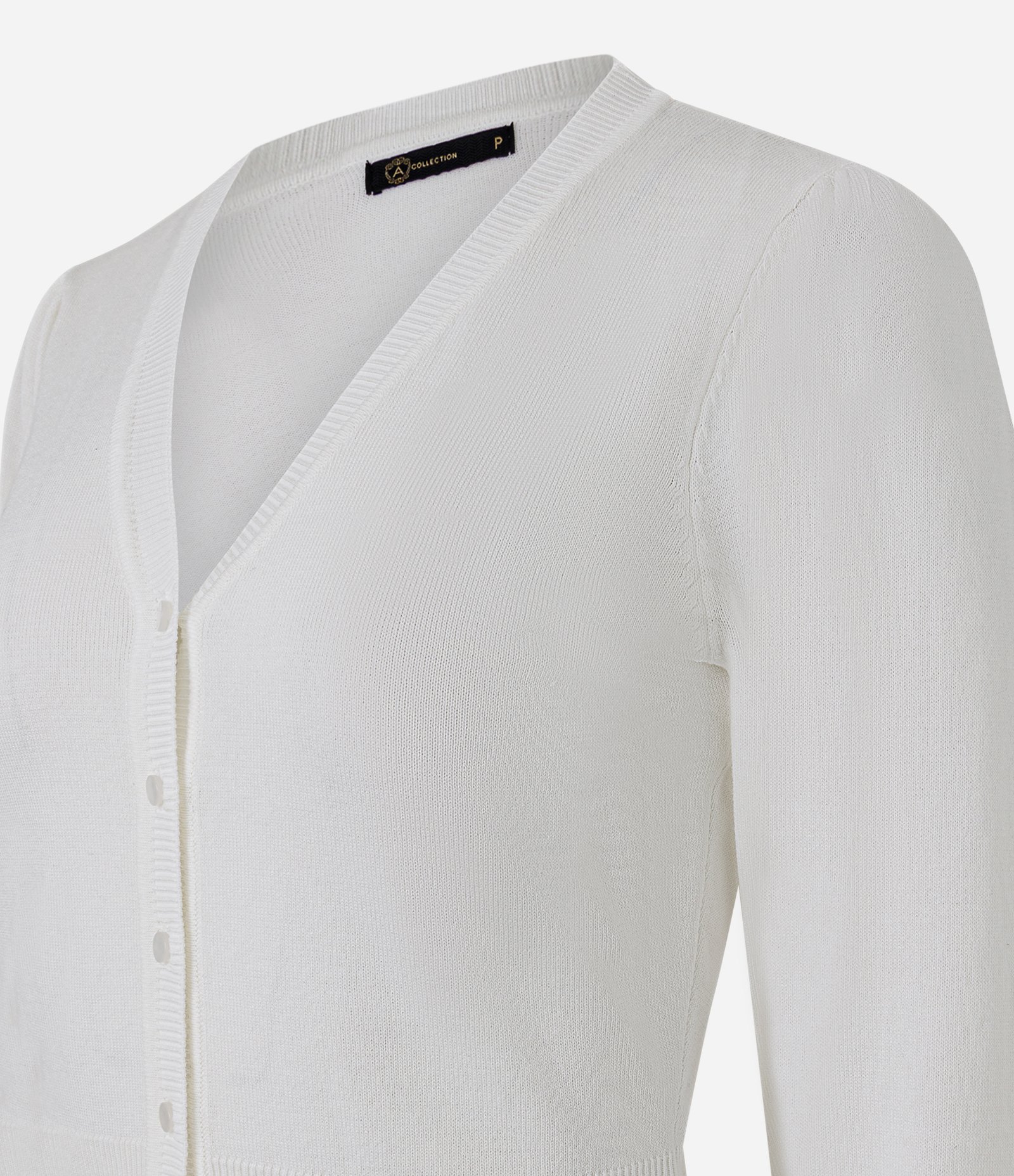 Cardigan em Tricô com Gola V e Botões Perolados Branco 2