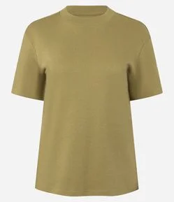 Blusa em Algodão Peruano Interlock com Gola Redonda