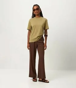 Blusa em Algodão Peruano Interlock com Gola Redonda