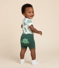 Conjunto Infantil em Suedine Com Estampa de Dinossauro - Tam RN a 18 Meses