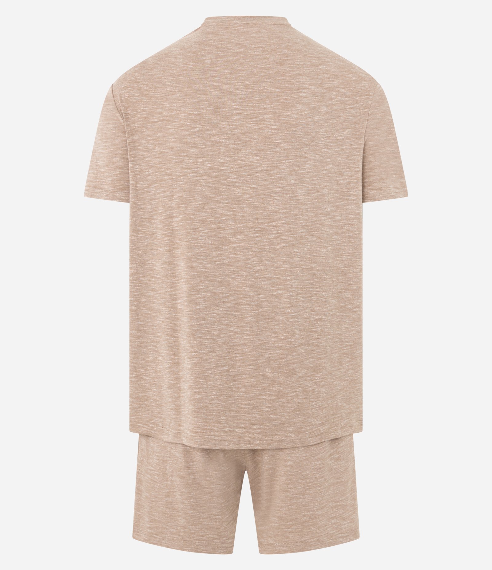 Pijama Curto em Malha Flamê com Efeito Mesclado Bege Terra 5